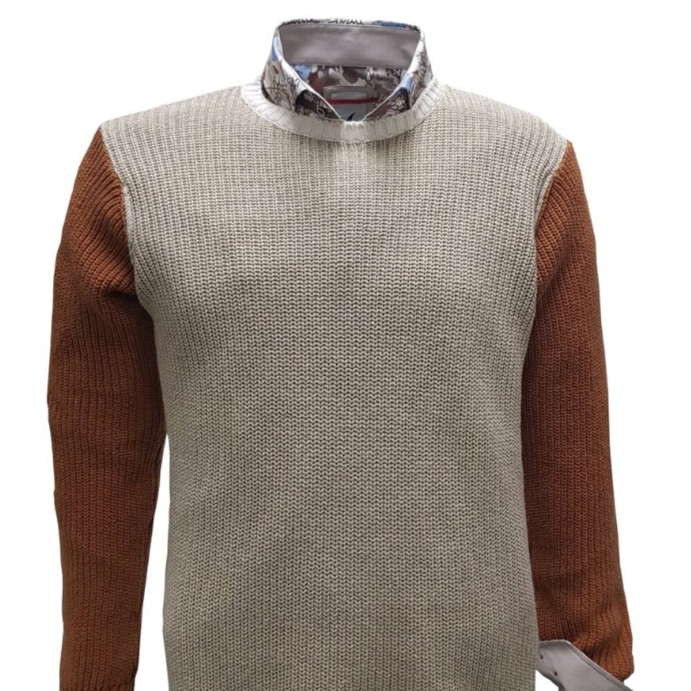 BNWT SS20 IMPERIAL NATURAL BLOCK RIBBED SWEATER S & L